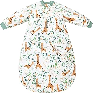 Chilsuessy Baby Schlafsack Winter mit abnembar Langarm Bio Baumwolle Babyschlafsack Kleine Kinder Ganzjahres Schalfsack Schlafanzug für Jungen und Mädchen, Giraffe/2.5 Tog, 75-90 cm