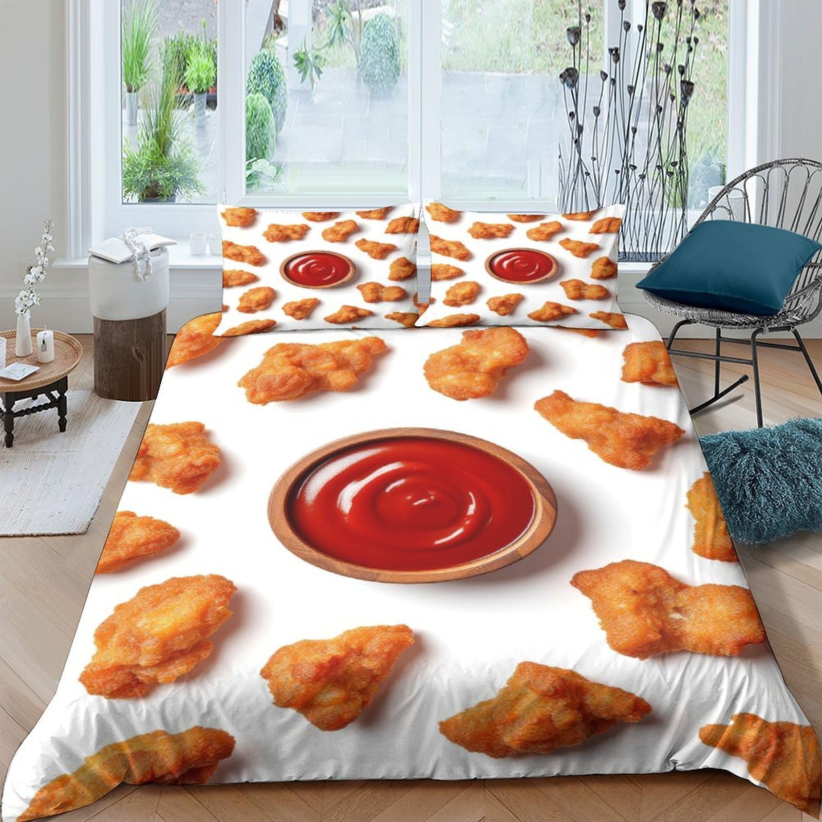 Housse de couette crispy chicken 260x220cm pour remplacer les draps ternes et tristes