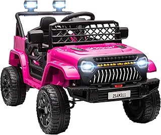 AIYAPLAY Voiture électrique Enfant, 4x4 Buggy électrique Enfant, avec télécommande 2,4Ghz, 2 Moteurs 12 V, Vitesse réglable, Port USB, Musique, klaxon, lumières LED, Noir