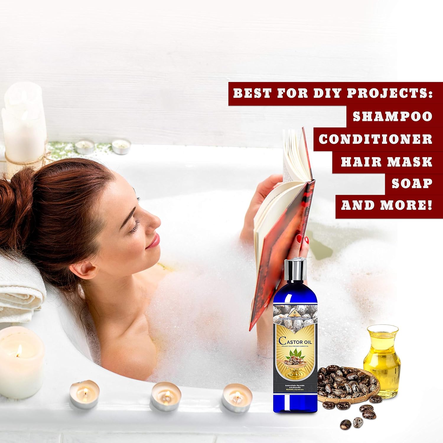 Organic Unrefined Cold Pressed PURE CASTOR CARRIER OIL Bulk Wholesale Beauty, Hair Growth Moisturizing DIY Oil For Body Butter Skin Products & Skin Softening (INDIA) (16OZ) : Beauty & Personal Care