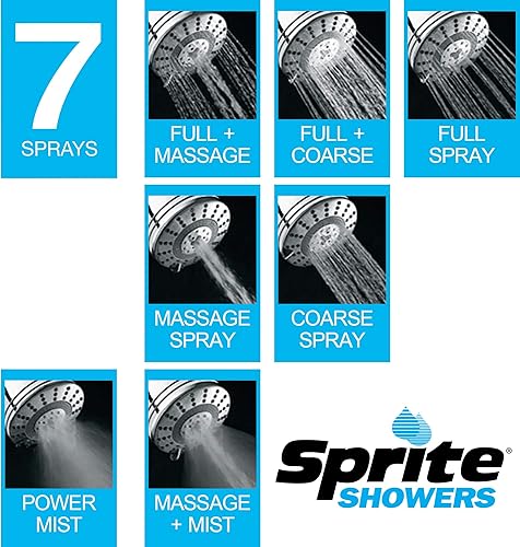 Miniatura 2 de Sprite Showers Pure - Cabezal de ducha filtrado de 7 ajustes de 1.75 GPM en cromo (AE7E-CM-R)