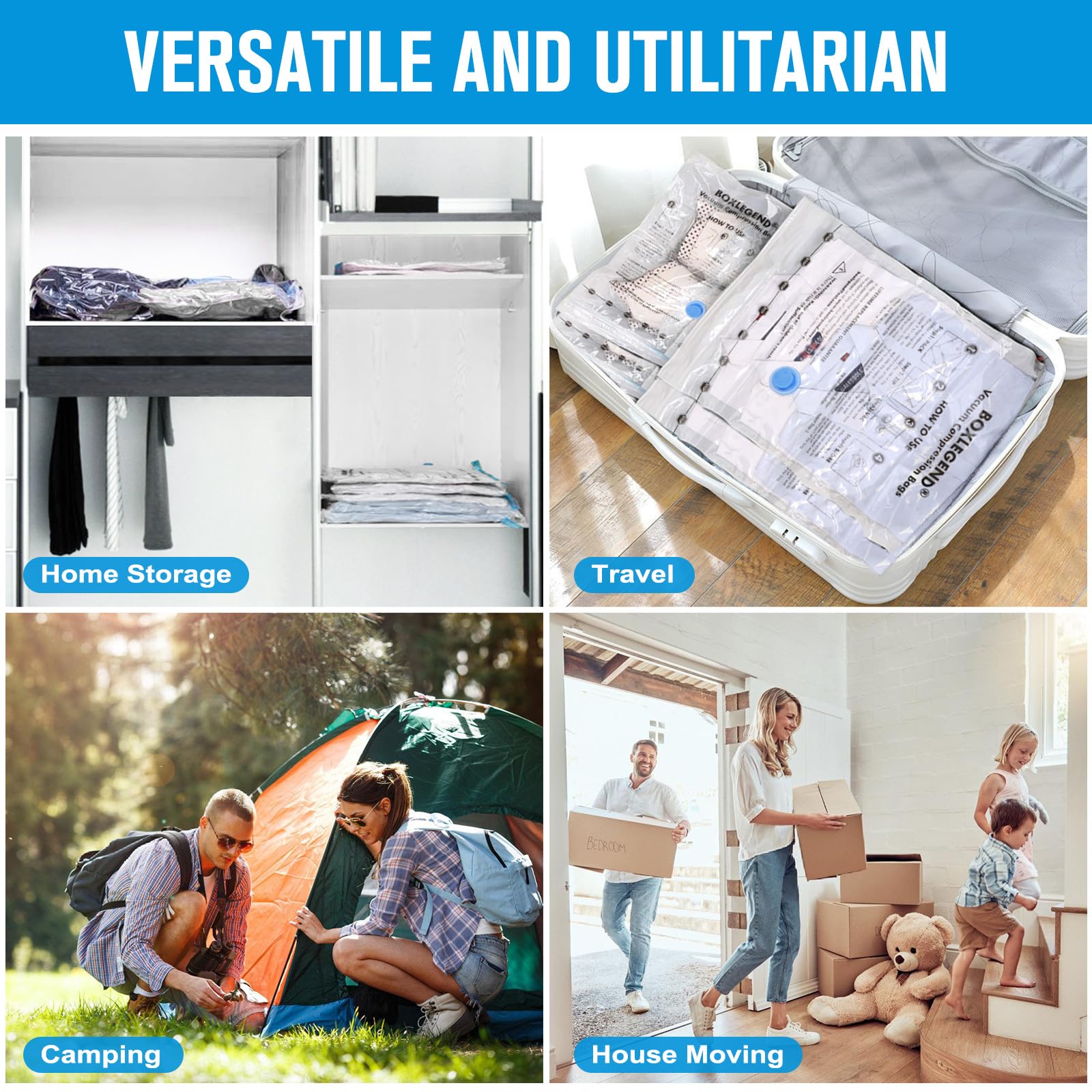 BoxLegend Sacchetti Sottovuoto Vestiti 10 Pezzi 70x50cm Sacco Sottovuoto Buste Sottovuoto Salvaspazio per Abbigliamento Piumini Biancheria da letto Peluche Giocattoli Cuscino Coperte di lana Trapunta