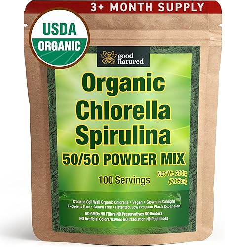 Spirulina orgánica en polvo Good Natured Chlorella 5050mezclapara 75días