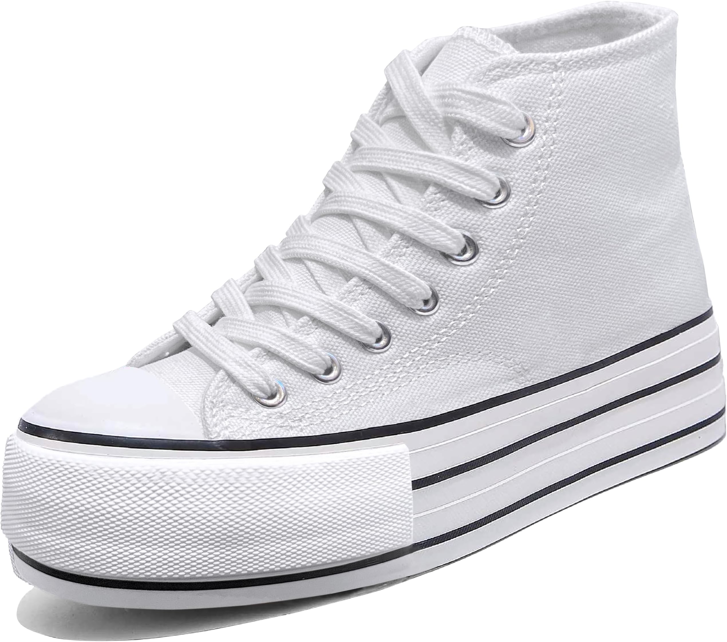 Women's Platform Sneakers Canvas Low Top, 4cm Height Increasing Chunky Shoes for Girls, Classic Casual Walking Footwear