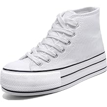 Womens Platform Sneakers Canvas Low Top, 4cm Height Increasing Chunky Shoes for Girls, Classic Casual Walking Footwear