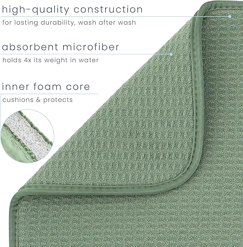 Miniatura 109 de S&T INC. Tapete de microfibra para secado de platos, reversible y absorbente para cocina, de 16 x 18 pulgadas, color negro