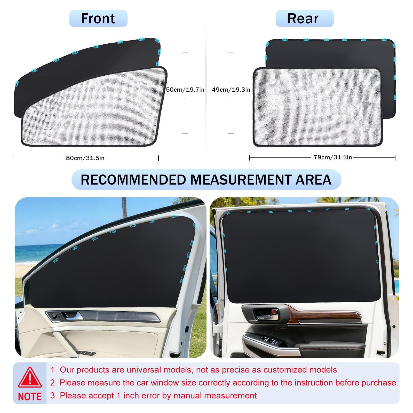YGYQZ Sonnenschutz Auto Seitenscheibe, 4Pcs magnetisch für Vordere & Hintere Seitenfenster, Verdunkelungs Sonnenschutz mit UV & Hitzeschutz für Baby Sicherheit und Auto Innenraumschutz beim Fahren