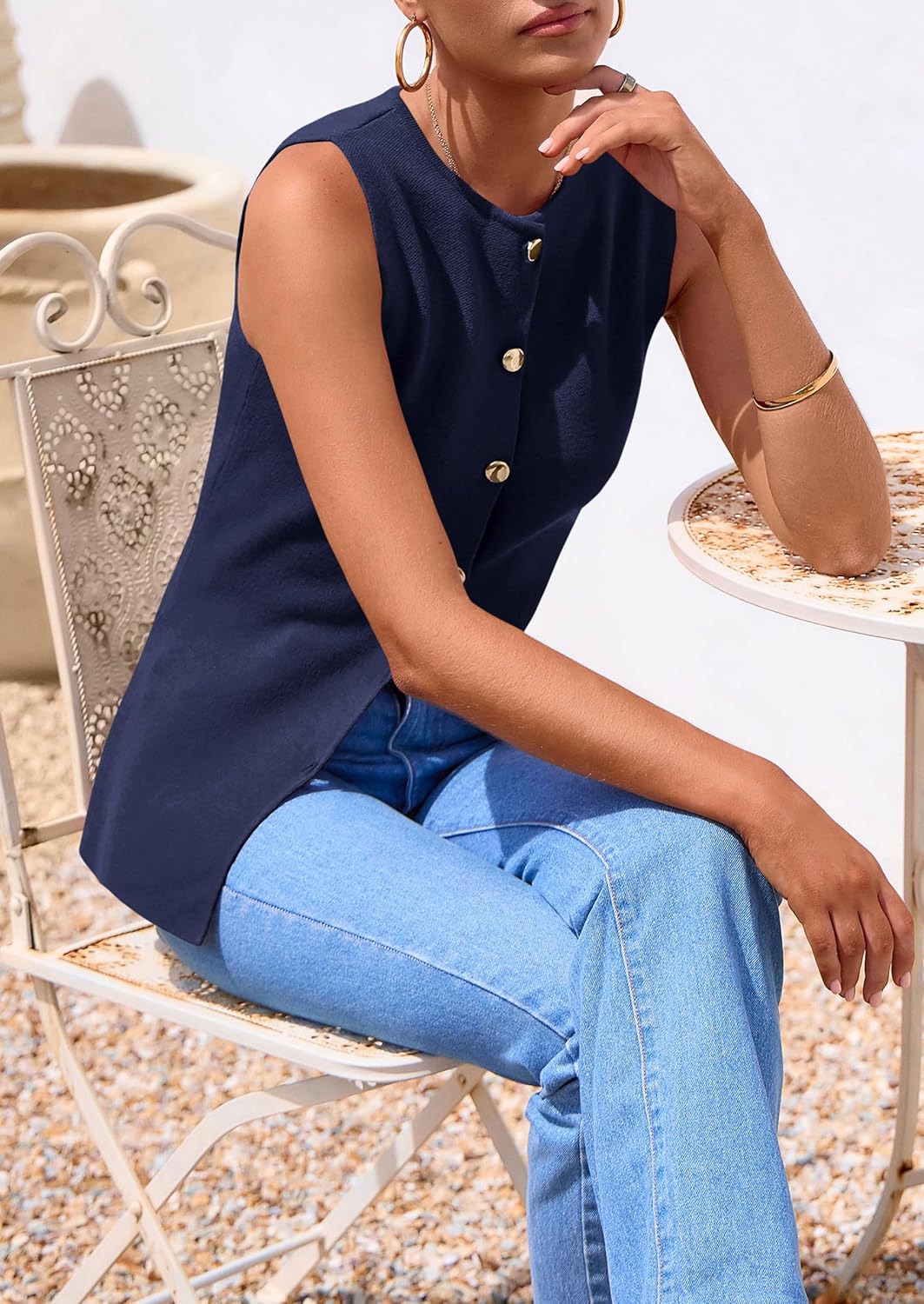 PRETTYGARDEN Women's Sweater Vest Button Down Summer Tank Tops 2026 Sleeveless Knit Vests Fashion Business Casual Outfits