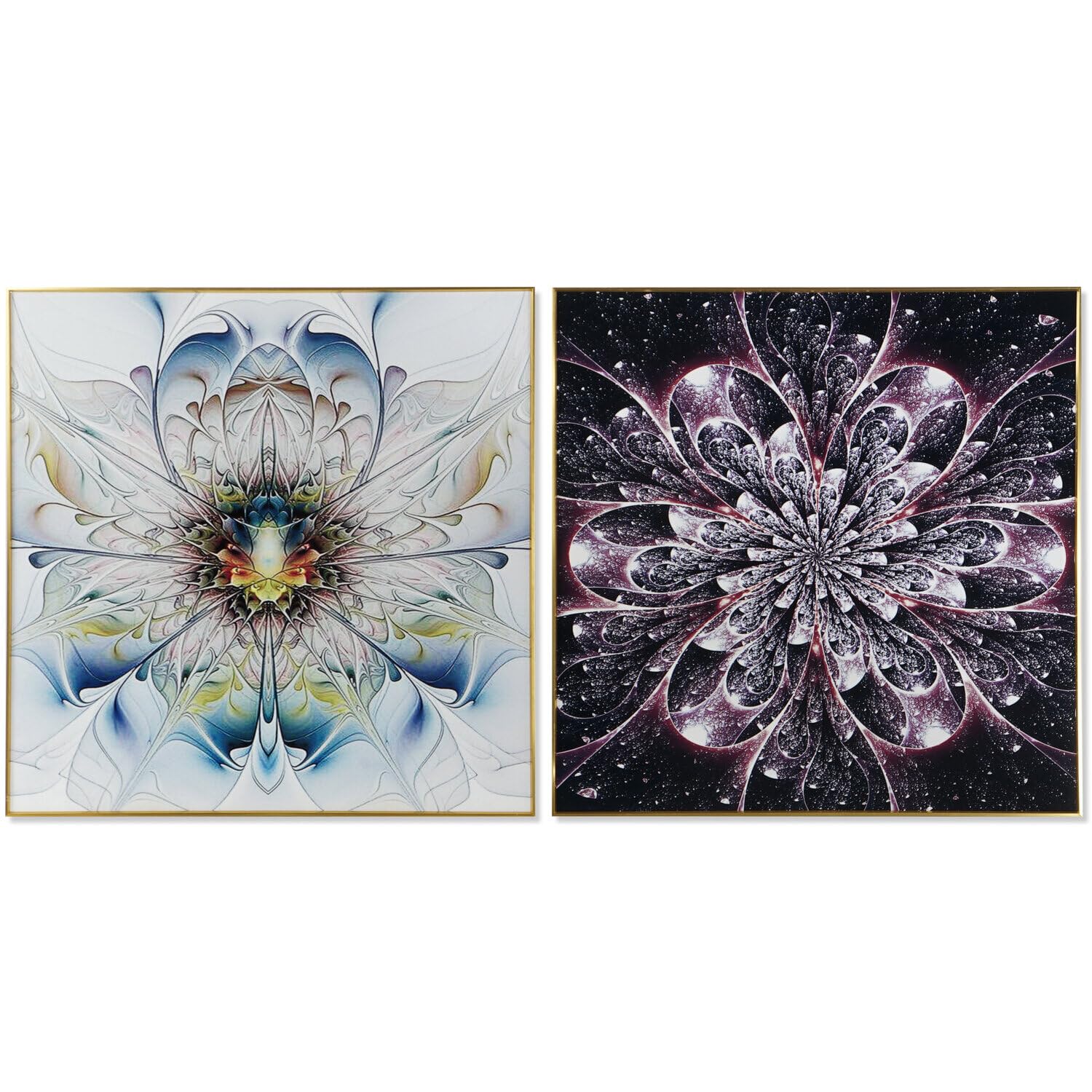 Tableau porcelaine 80x80 cm cadre aluminium et bois MDF assortiment de 2 modèles