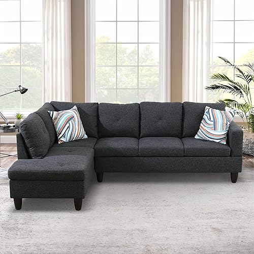 Miniatura 3 de SumKea Juego de sofás modulares en forma de L, lujosos sofás de franela de 5 asientos, duradero y cómodo, diseño que ahorra espacio, perfecto para