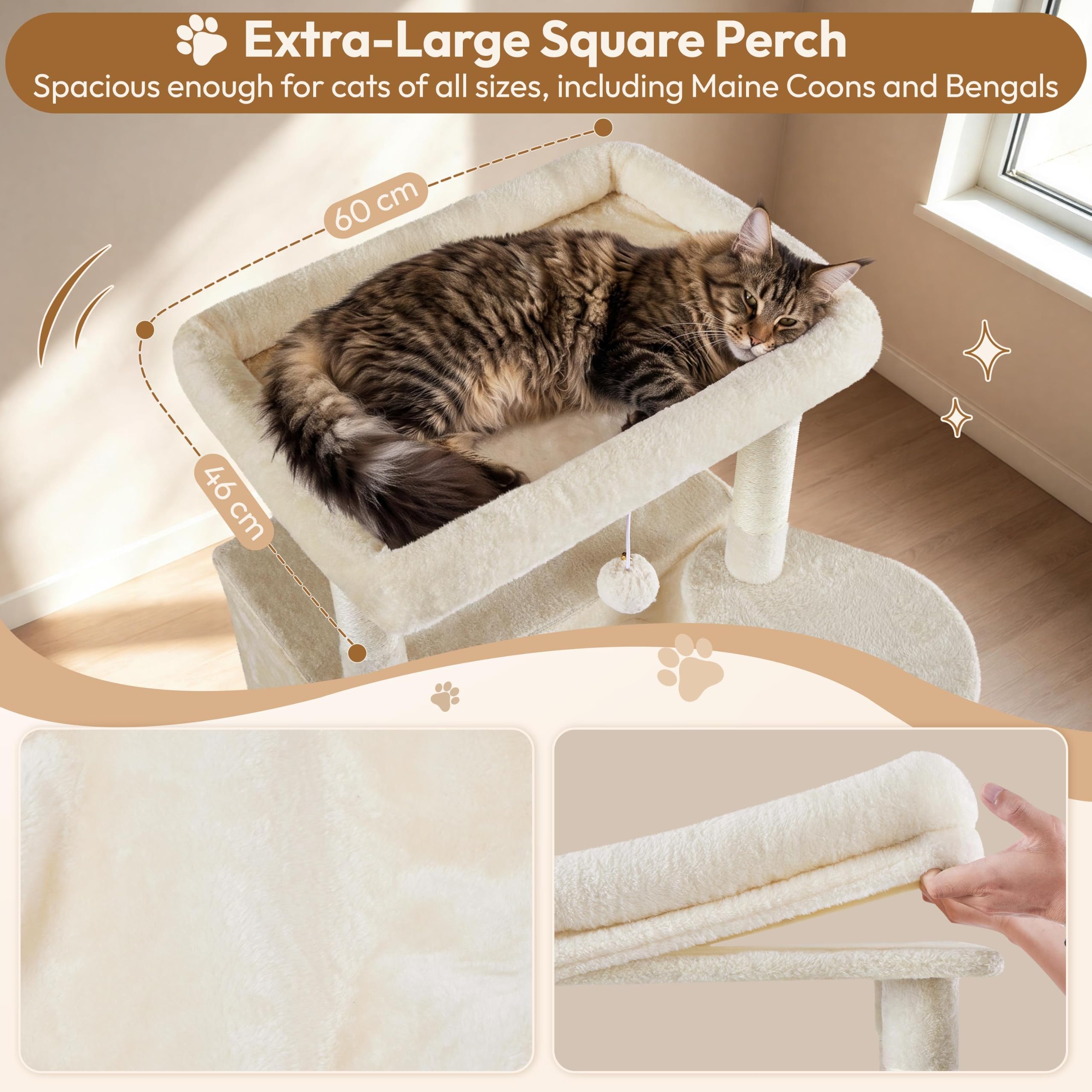 Yaheetech Albero Tiragraffi per Gatti XXL Alto 210 cm a 6 Livelli Beige