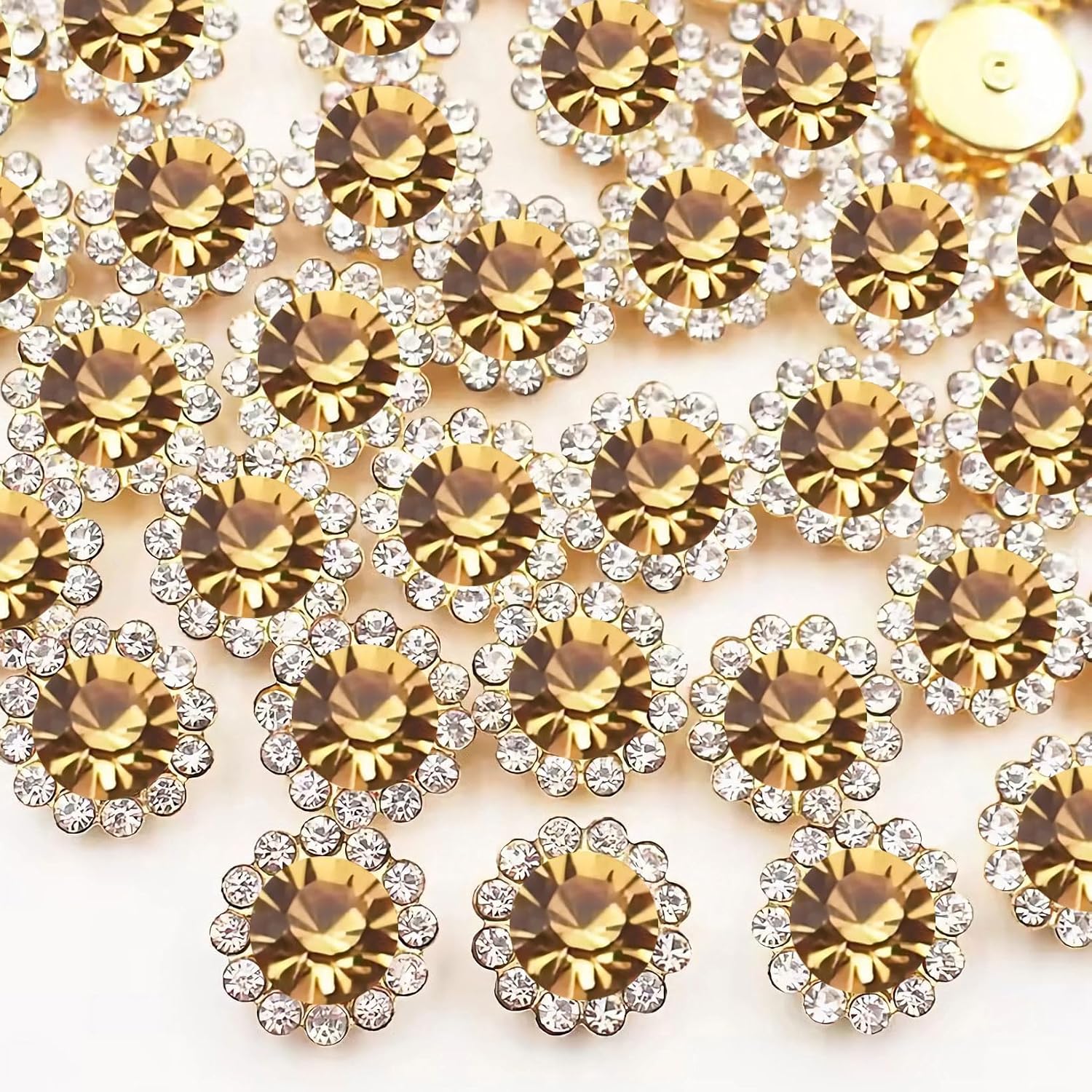 120 Pcs 12mm Sunflower Sew on Rhinestones Crystal Glass Gems, Metal Claw Rhinestones Jewels for Crafts, Glitter Gemstones for Clothes Shoes Cap Earring Belt Sewing Accessories(01 Clear White)