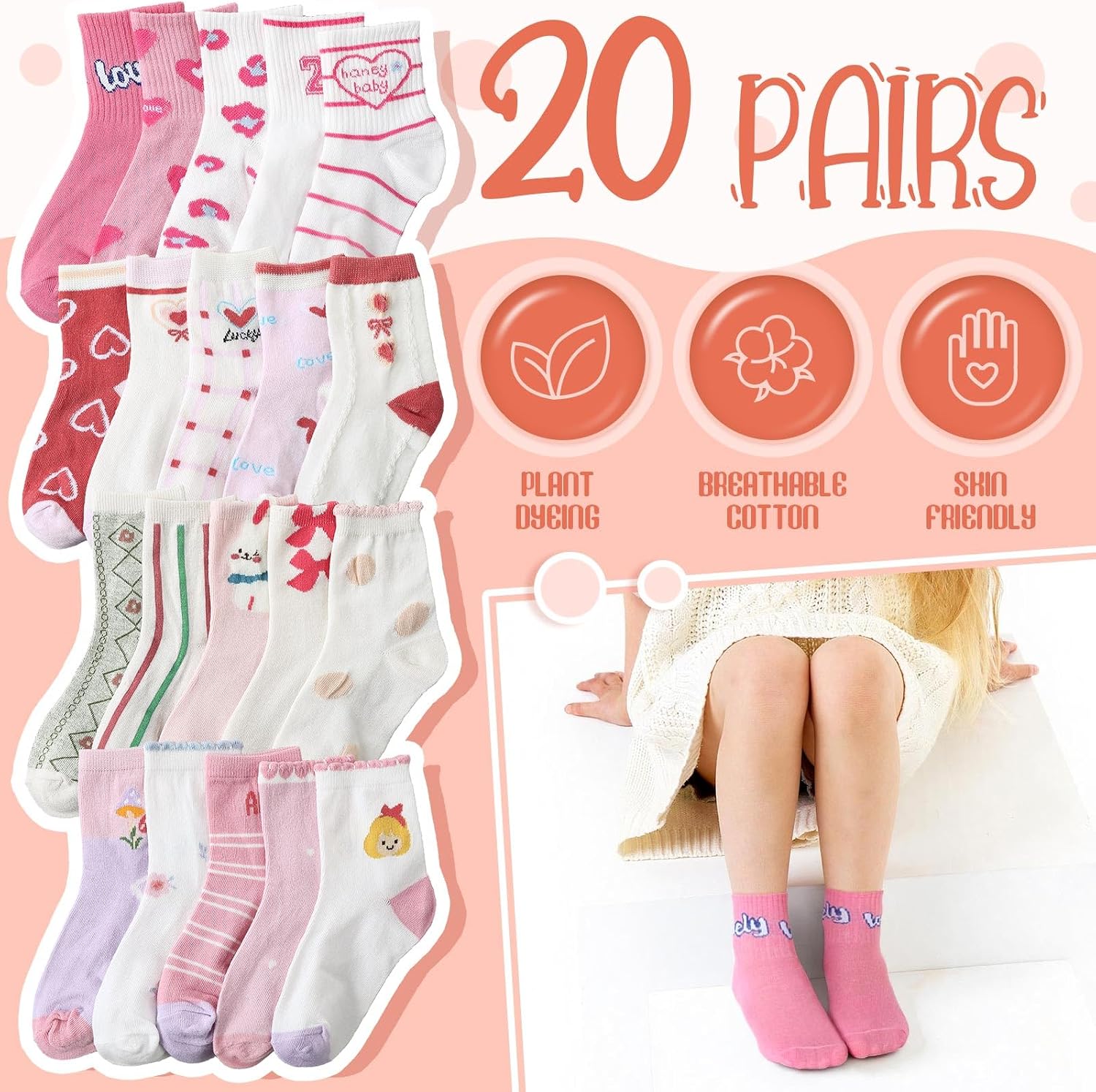 Bencailor 20 Pairs Girls Socks image 3