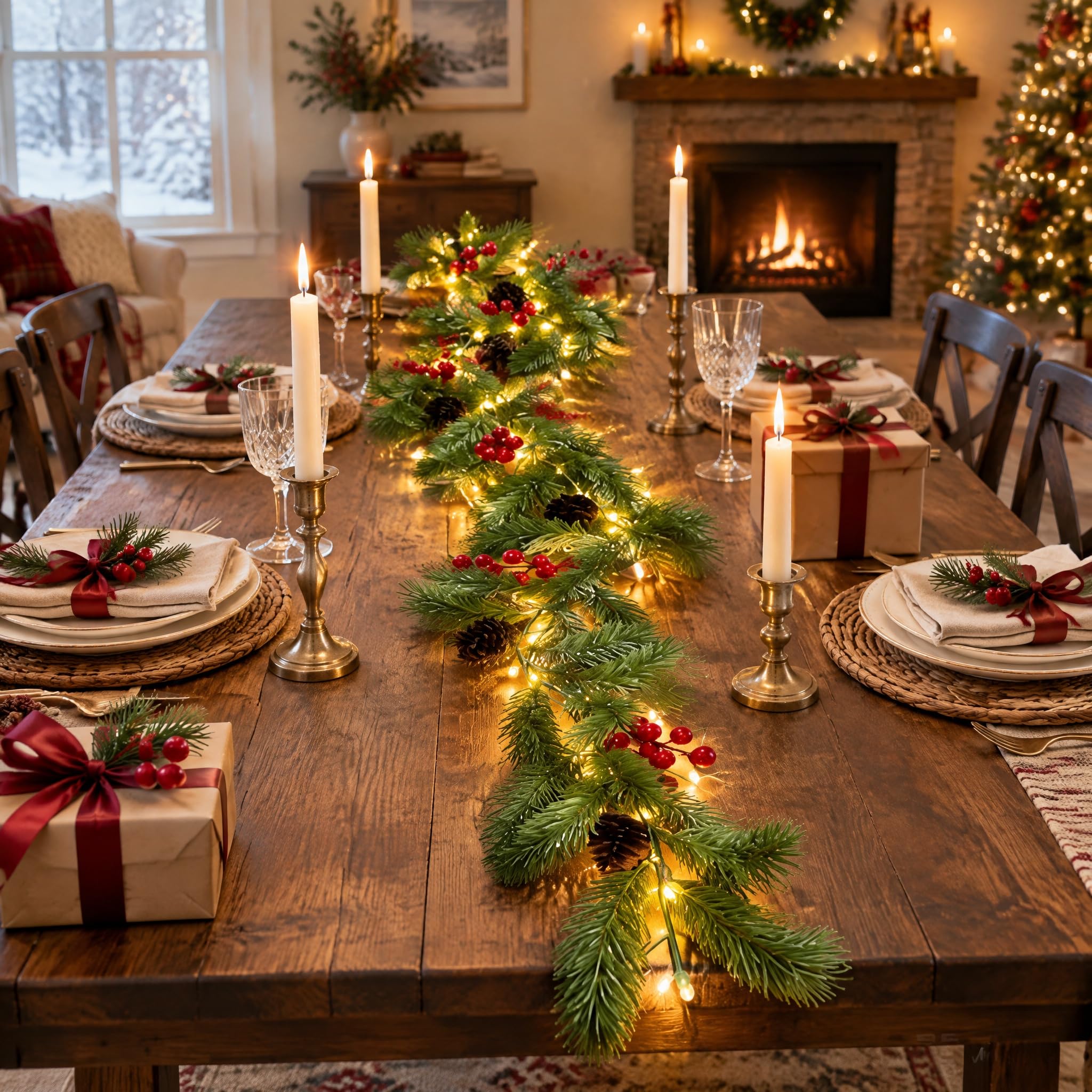 6FT Artificial Christmas Garland String Lights 2 Style 35LED Warm White