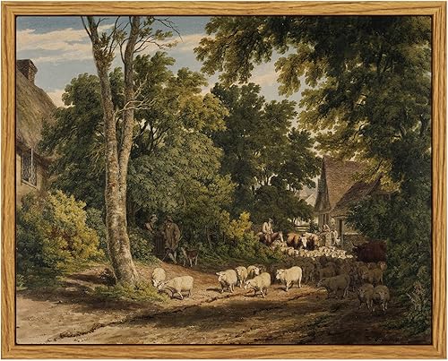 InSimSea Lienzo enmarcado para pared, decoración vintage, decoración de habitación, paisaje de campo clásico, acuarela, arte de pared para sala de