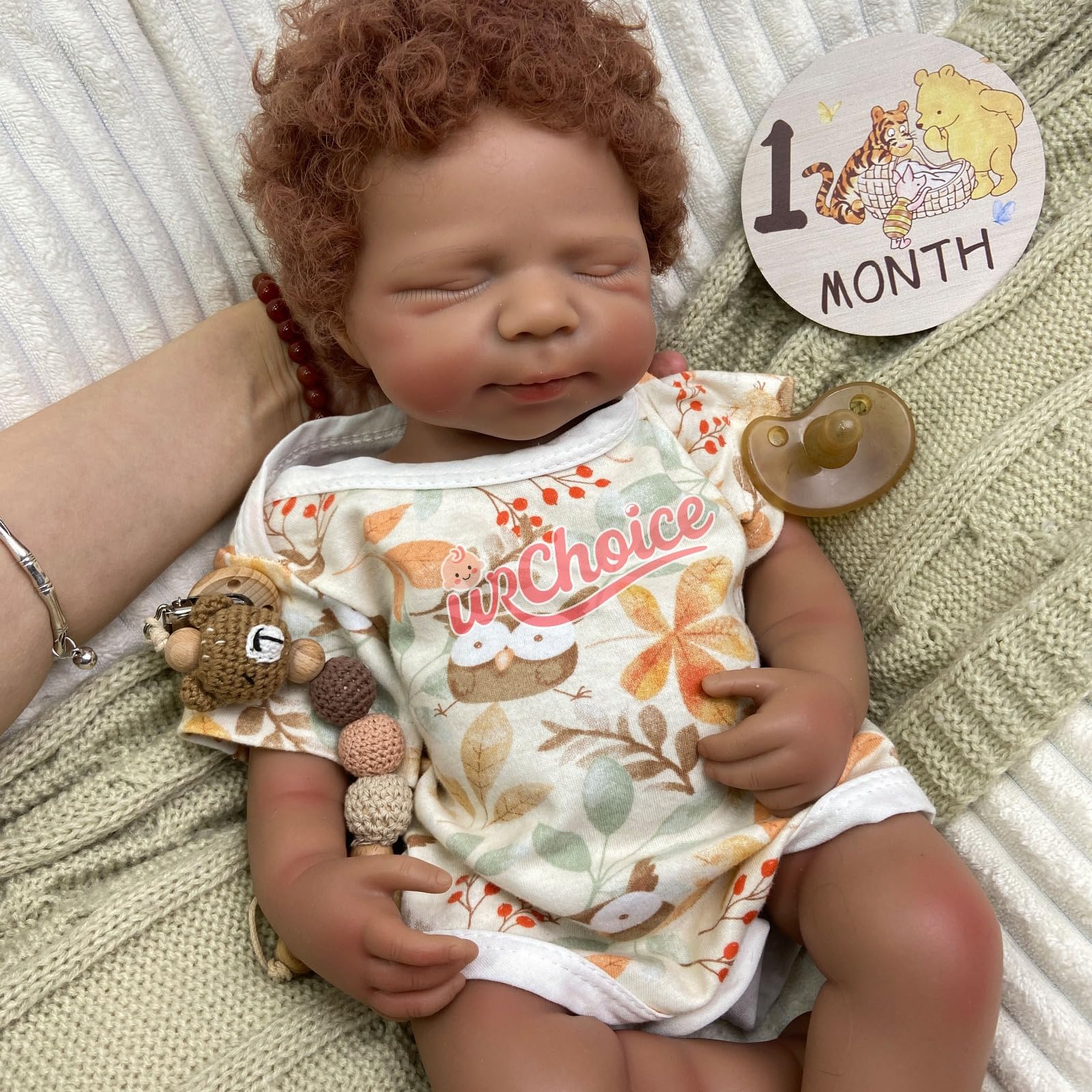Muñeca Bebé Reborn afroamericana de Silicona,50 cm,Cabello implantado