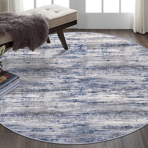 Miniatura 101 de KOZYFLY Alfombra moderna abstracta lavable de 2.6 x 10 pies, antideslizante, suave, alfombra de camino de cocina, alfombra a rayas azules óxido para