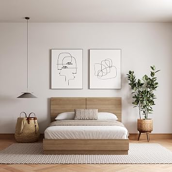 Brown Oak Platform Bed Set by Nexera