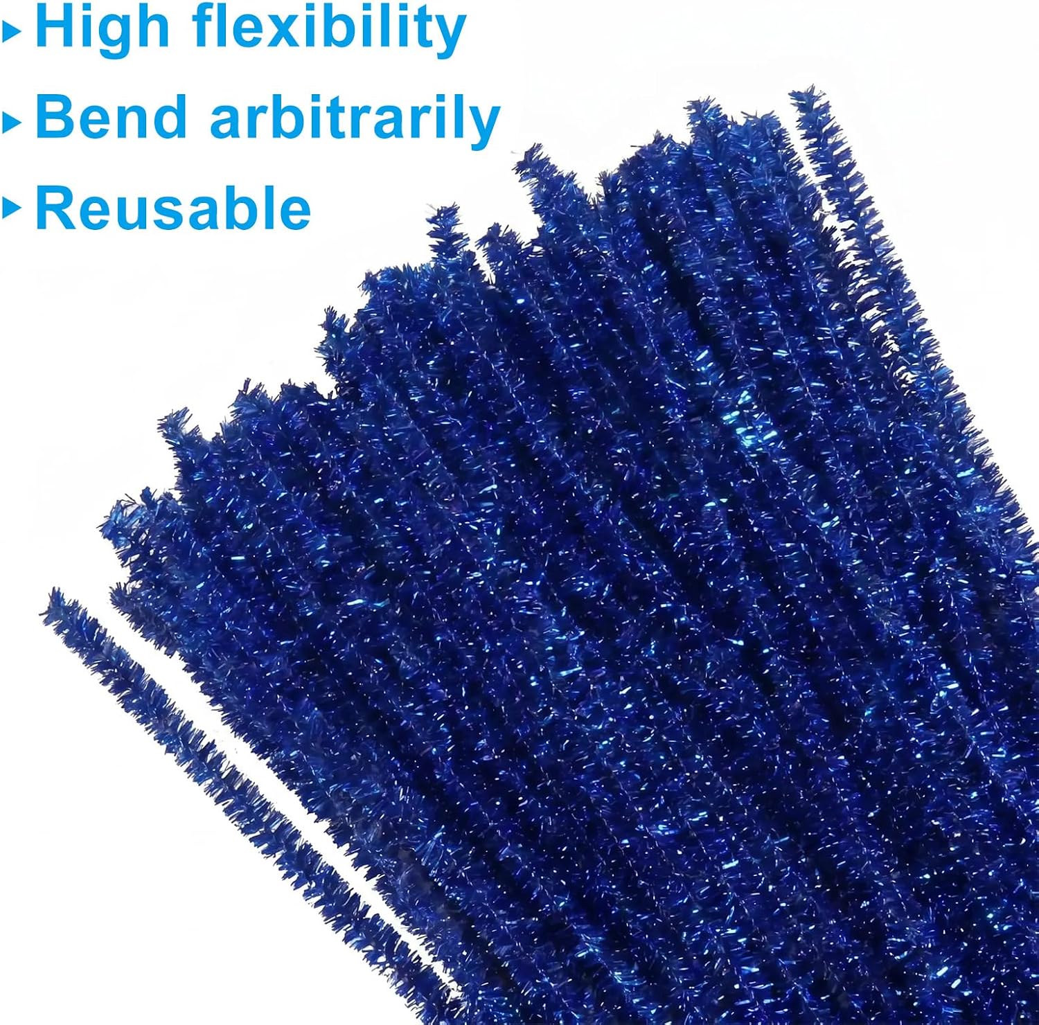 Moicstiy 100 Pcs Pipe Cleaners Chenille Stems, 11.8 inch Blue Glitter image 4