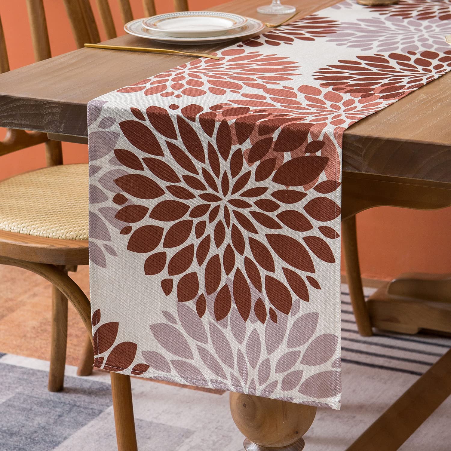 Runner Da Tavolo 40x140cm Marrone - Decorazione Moderna, Lavabile, Per Natale Matrimoni Festa - Foto 3