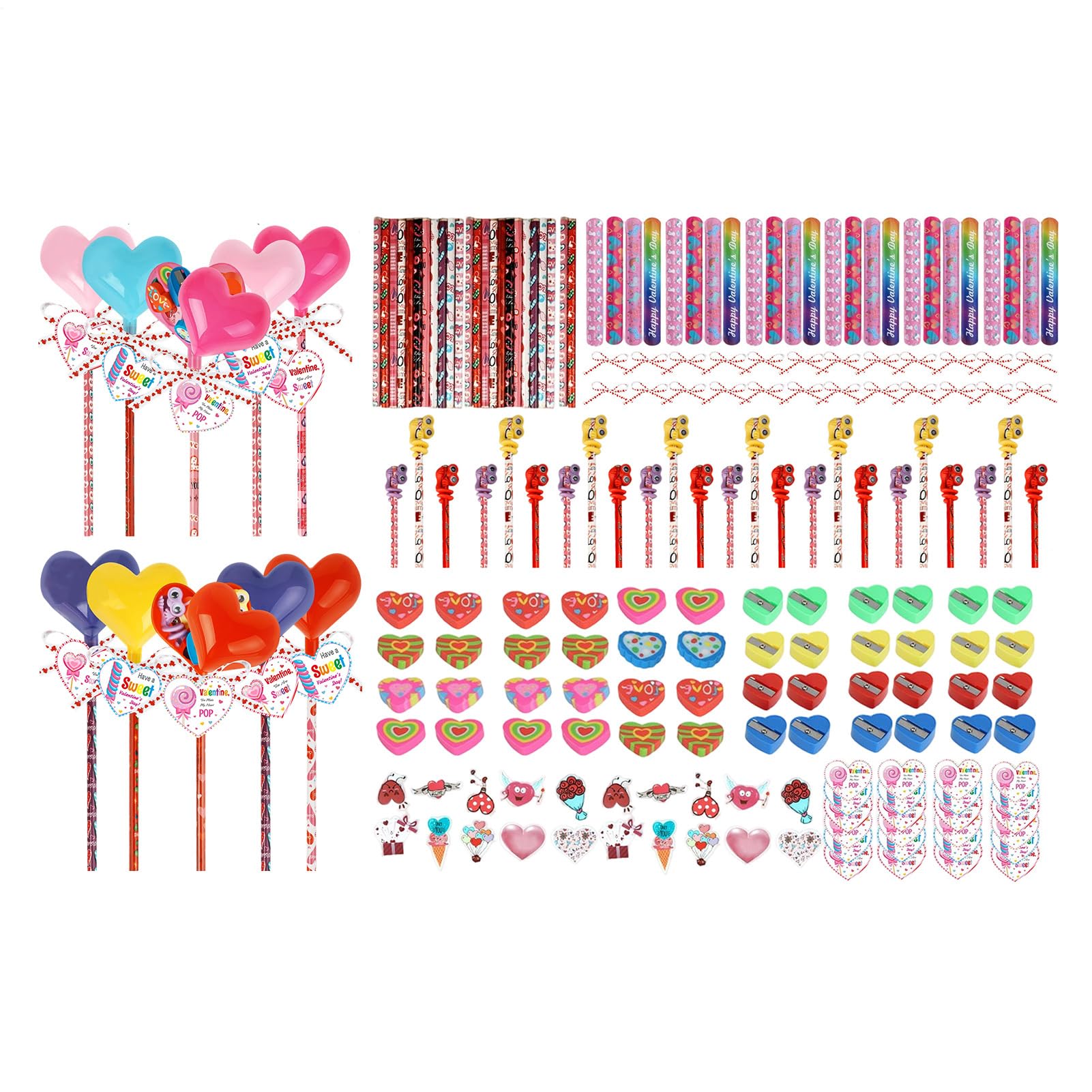 Valentinstag Schreibwaren Herz mit Stickern, Karten und Bleistiften | Lollipop-Stifte Must-haves im Klassenzimmer Für , Mädchen, Schüler, , Zuhause, Schule, Büro und
