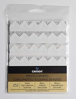 Canson Self Adhesive Photo Corners, Peel-Off Archival Quality, White, 252-Pack