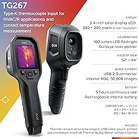Vista 6 de Cámara de imagen térmica FLIR TG267 con láser Bullseye: Cámara infrarroja de grado comercial para inspección de edificios, HVAC y eléctrico