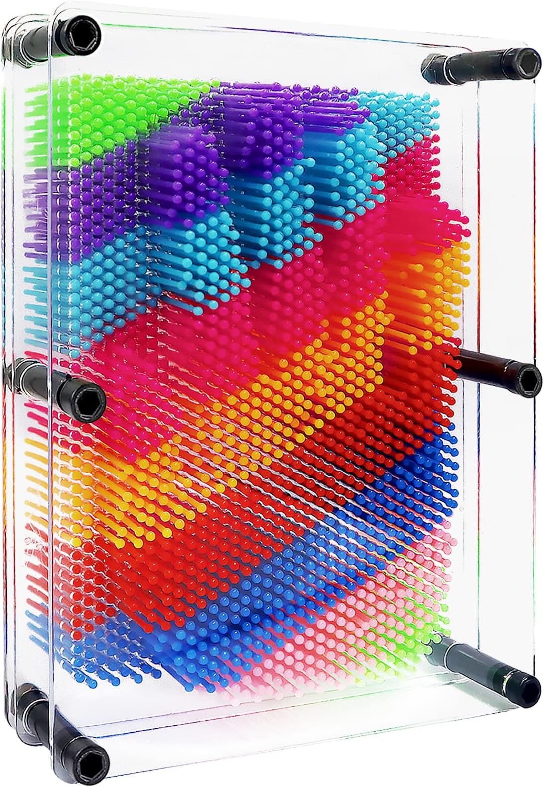 Hsxfl Classic 3D Pin Art Board Toy Sculpture - 8in x 6in Large Size 3D Pin Art Toys for Kids Boys Girls, Sensory Toys Birthday Gifts Desk Toys (Multicolor)