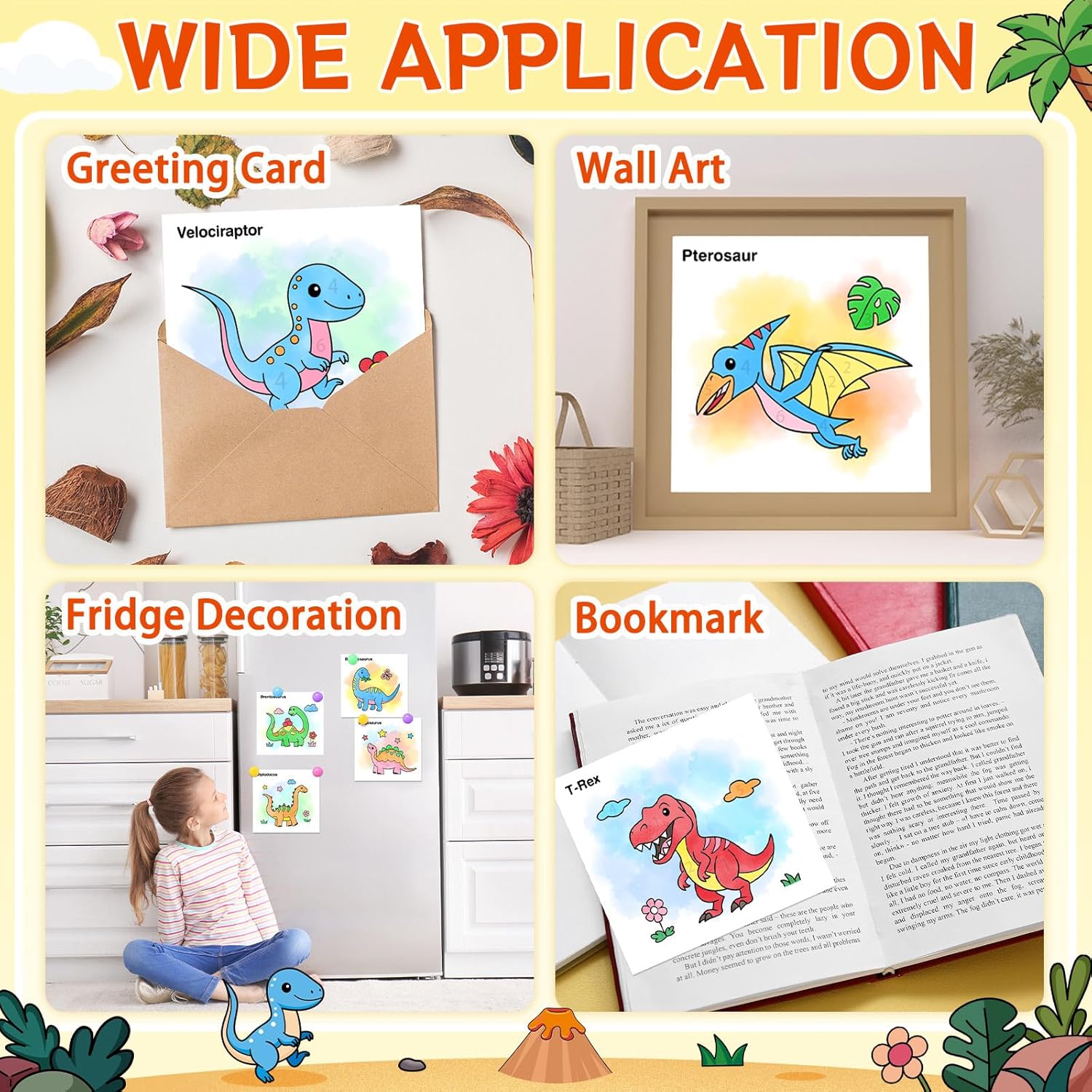 Paint with Water Coloring Books for Toddlers,Mess Free Watercolor Painting Papers for Kids Water Color Paint Kit Art Craft Birthday Gift for Ages 1-3,4-8(Dinosaurs)