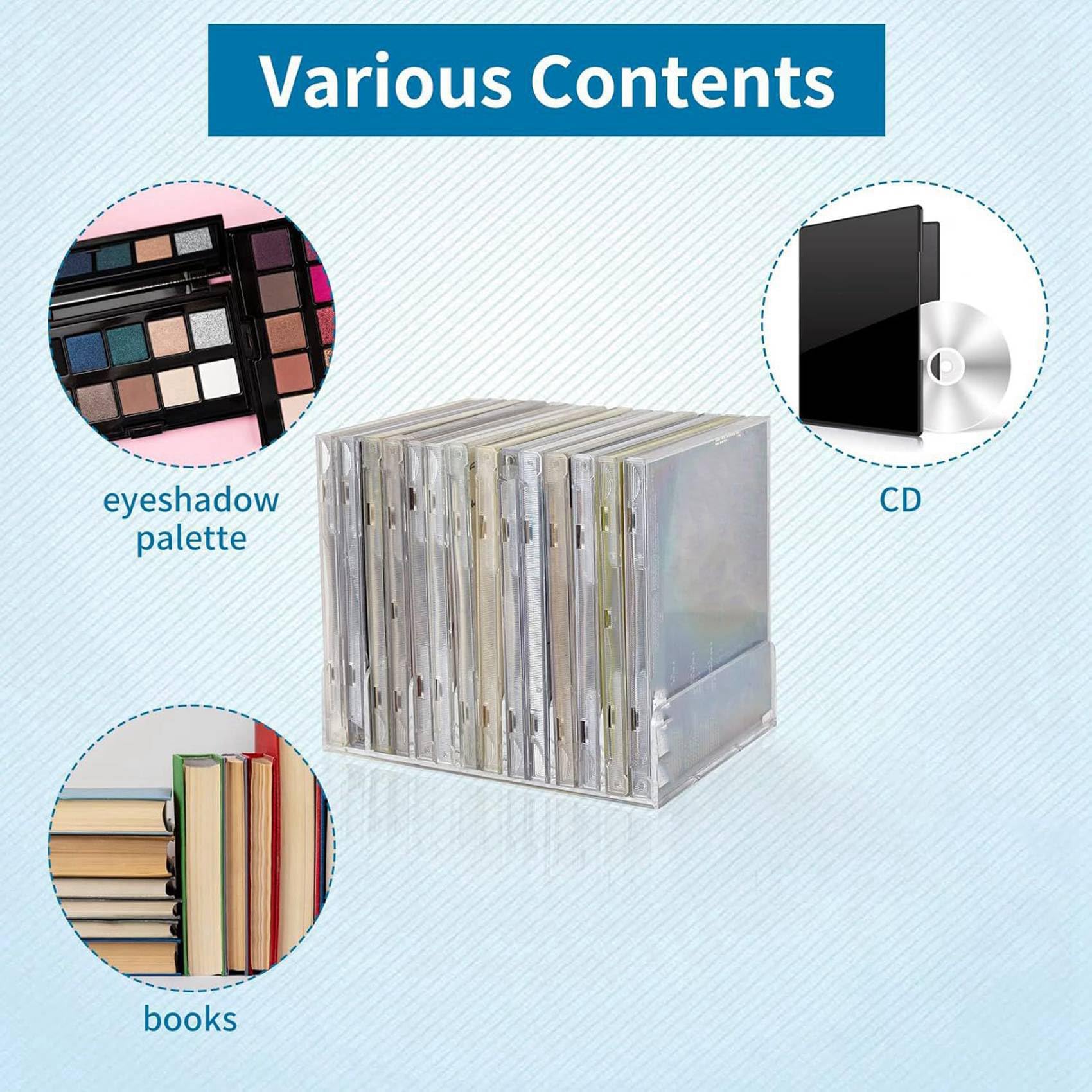 Porta CD in Acrilico Trasparente da 24 Pezzi con Espositore per CD e Dvd Fissabile, Supporto per Organizer per Porta CD, Supporto per Vassoio CD