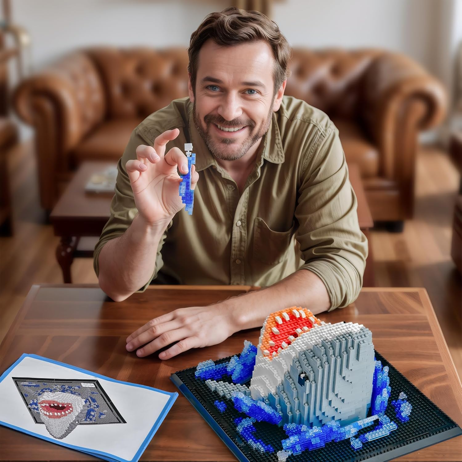 BNG Shark Wall Art Building Blocks for Adult,Animals Model Kit for Wall Decor or Table Display,Creative Toy Gift for Teens 14+,Not Compatible with (2166 PCS)