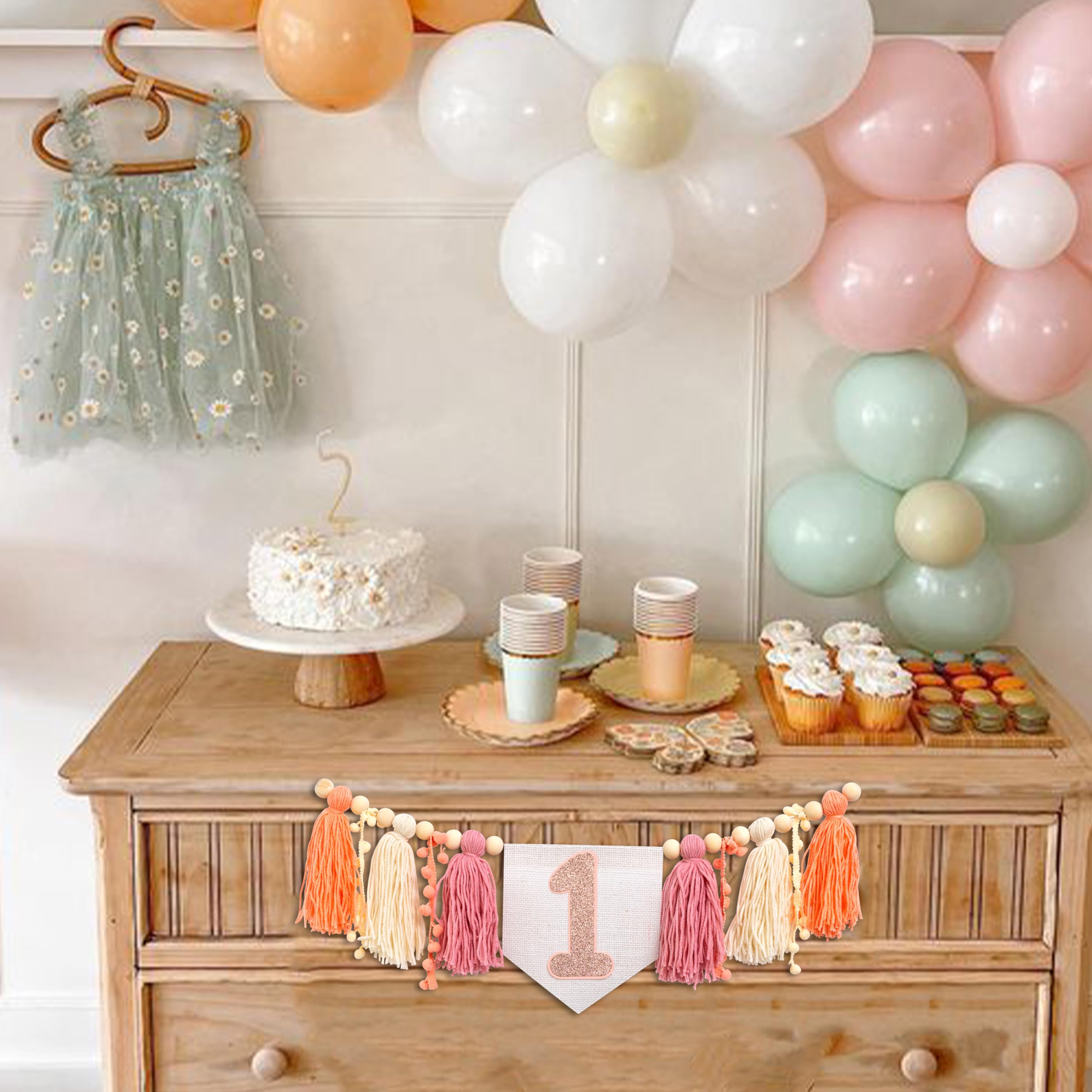 Pink High Chair Tassel Banner For Baby Girl's 1st Birthday - Party Decoration, Cake Smash Photo Prop - View #11