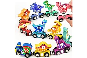 Safe Wooden Train Set with Dinosaur Toys for Toddlers 3-5