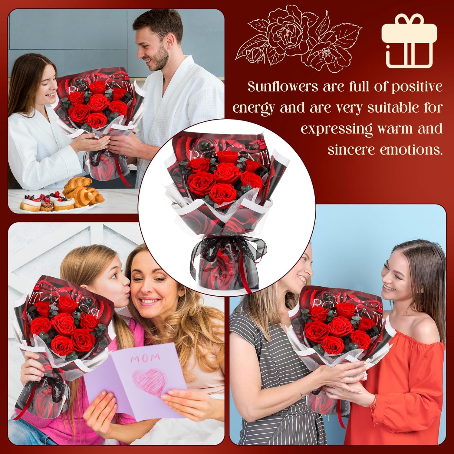 NYSALLA 7 Forever Flowers for Delivery,Preserved Flowers Roses Bouquet,Sophisticated Packaging Preserved Flower Bouquet for Mother's, Mom,Wife Anniversary Birthday Gifts or Room Decor
