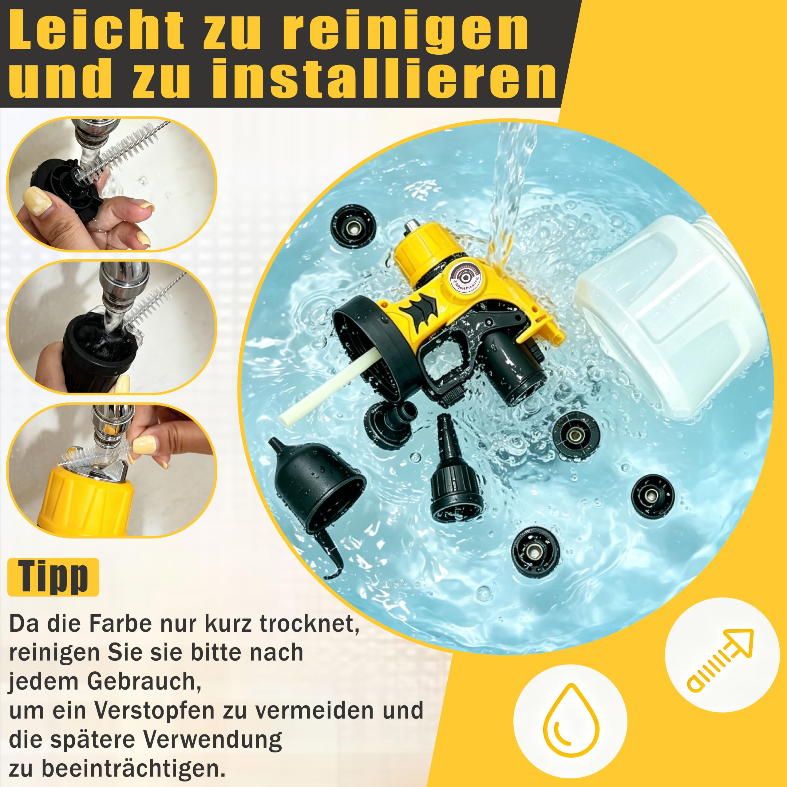 Farbsprühsystem, 850W HVLP Lackierpistole Elektrisch mit 4 Düsen