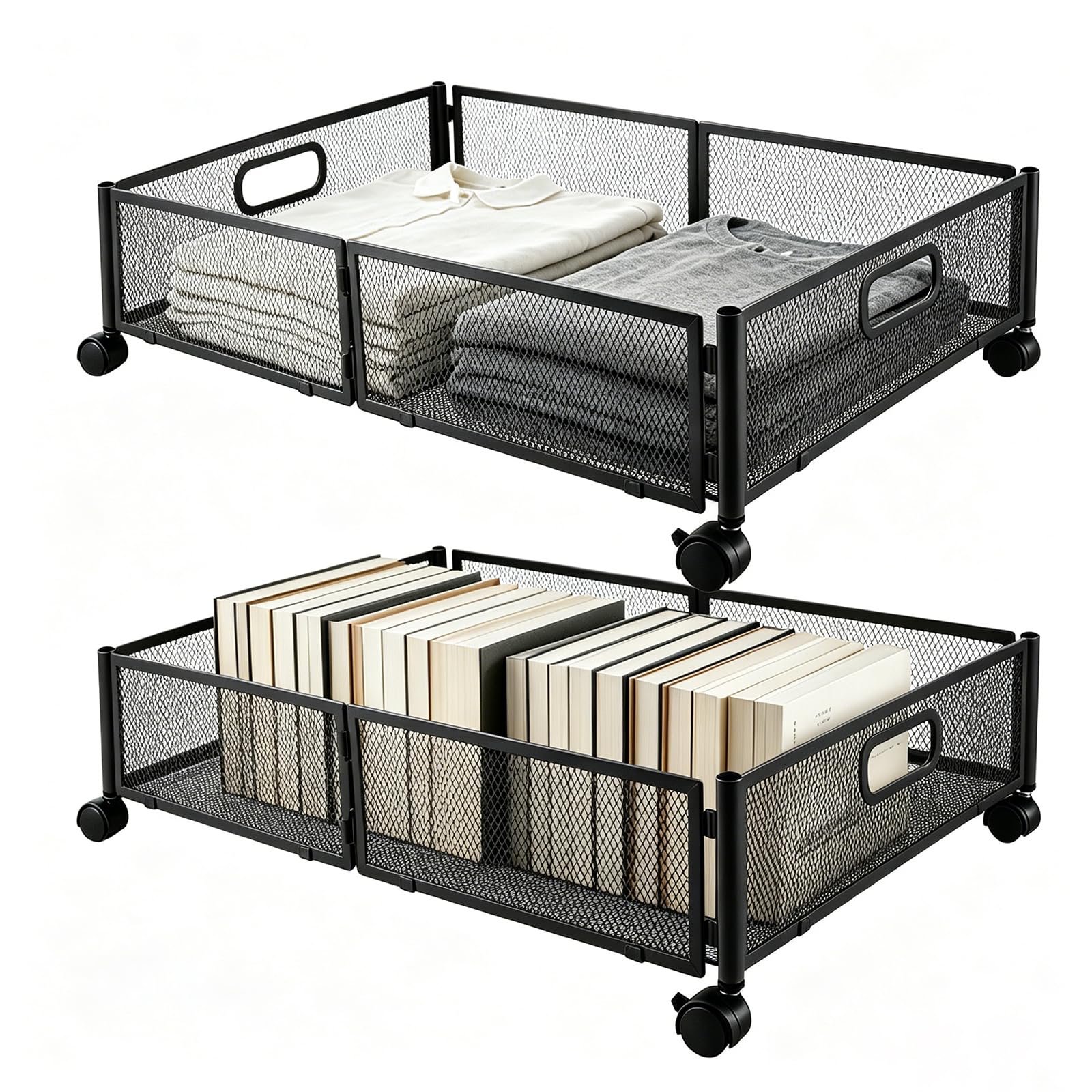 WOPPLXY 2PCS Underbed Storage Drawer Cart on Wheels for Bedroom Organise — image 1