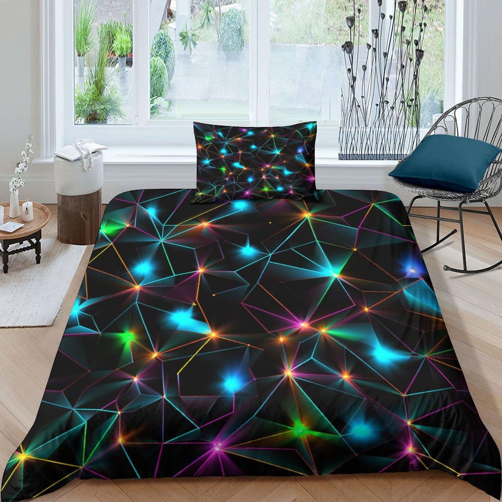 Parure de lit avec taies housse couette 3D microfibre 135x200cm