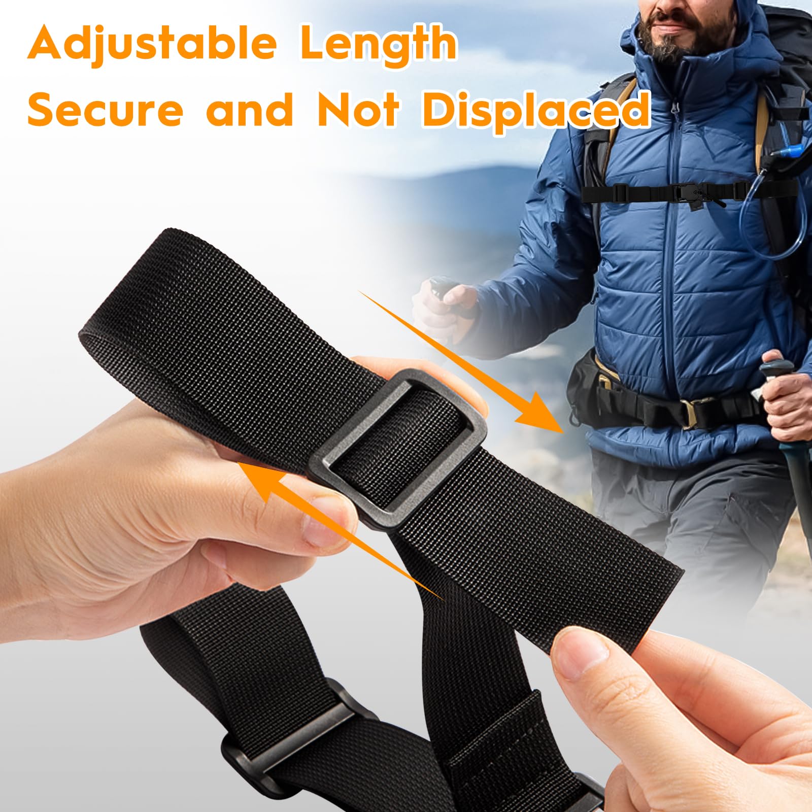 2pcs correas ajustables para el pecho, hebilla magnética, correa de pecho antideslizante, liberación rápida, correas de repuesto para mochila para senderismo, mochilas escolares (negro, gris)