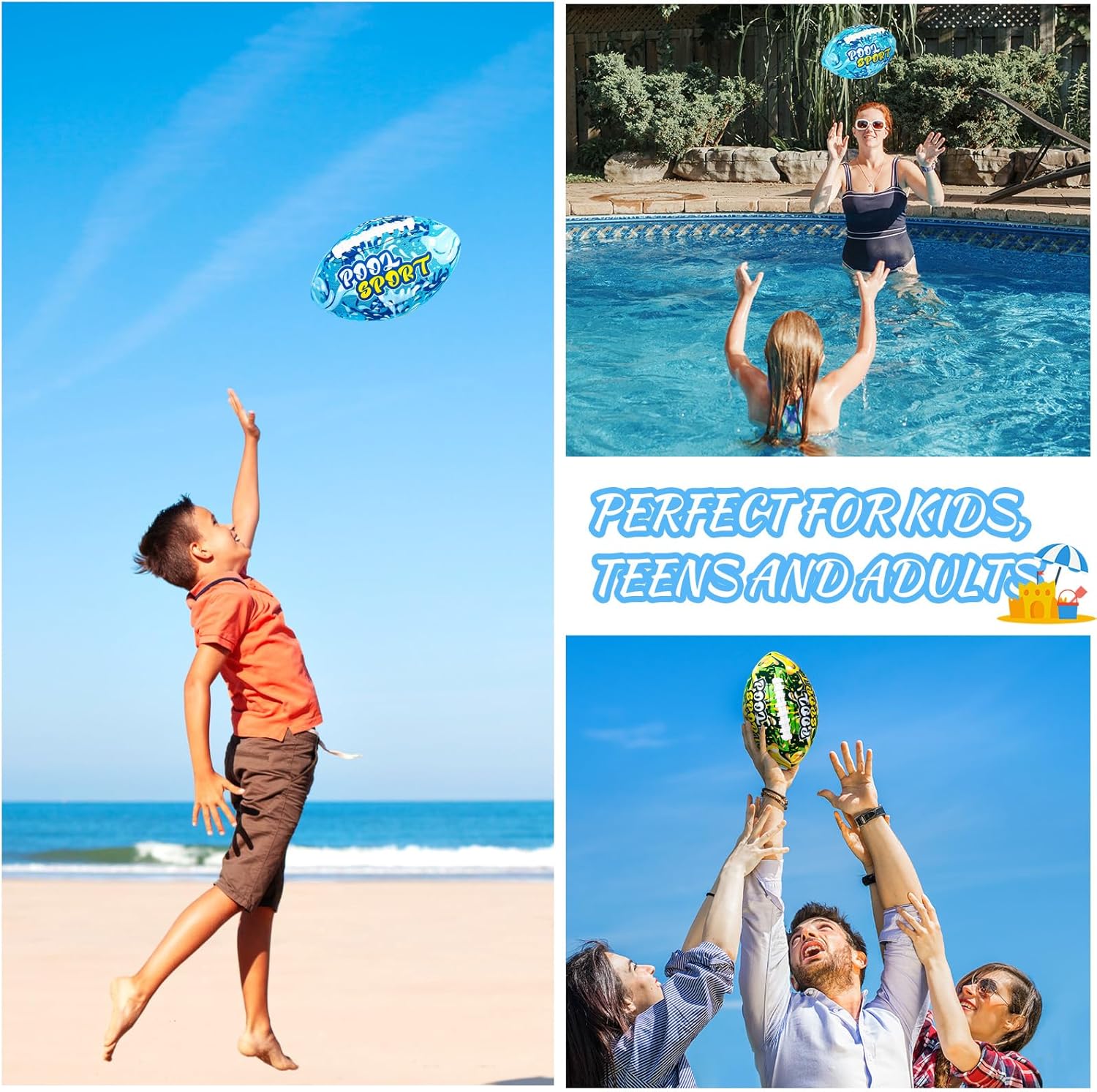 2 Pieces Water Football for Kids 9 Inch Swimming Pool Waterproof Outdoor Beach Football Pool Game for Kids Teens Adults