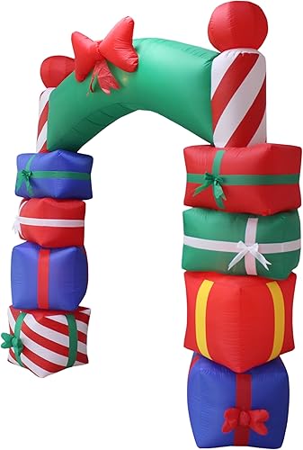 Miniatura 4 de Cajas de regalo coloridas inflables de Navidad de 8 pies de alto con arco rojo para decoración de patio