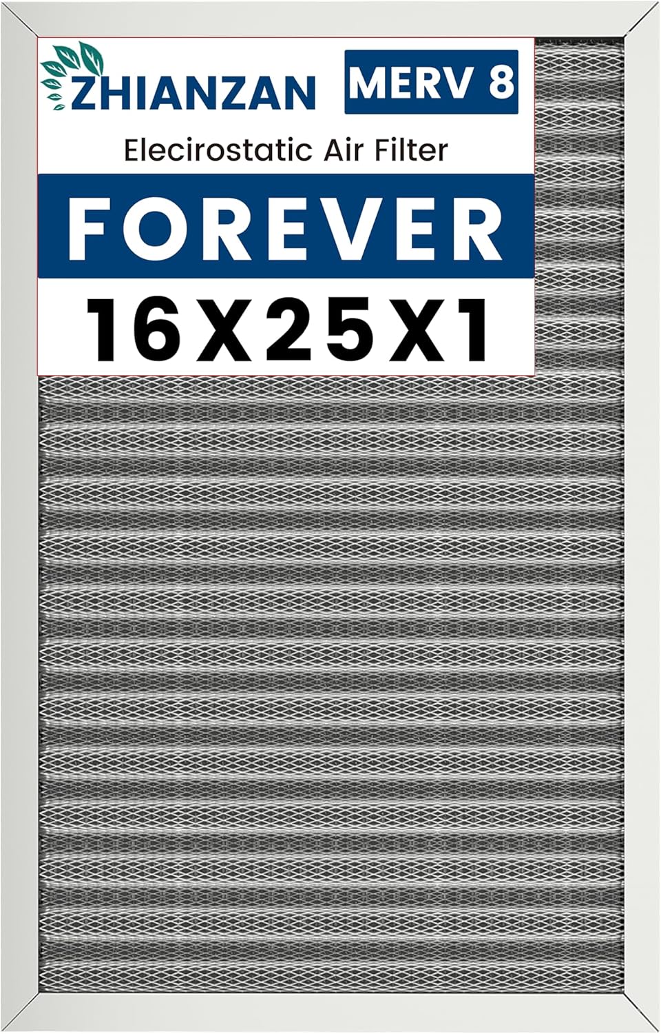 16x25x1 HVAC Furnace Air Filter, Lasts a Lifetime, Washable, the Last HVAC Filter You Will Ever Buy, Healthier Home or Office, Merv 8 1" x 16" x 25"