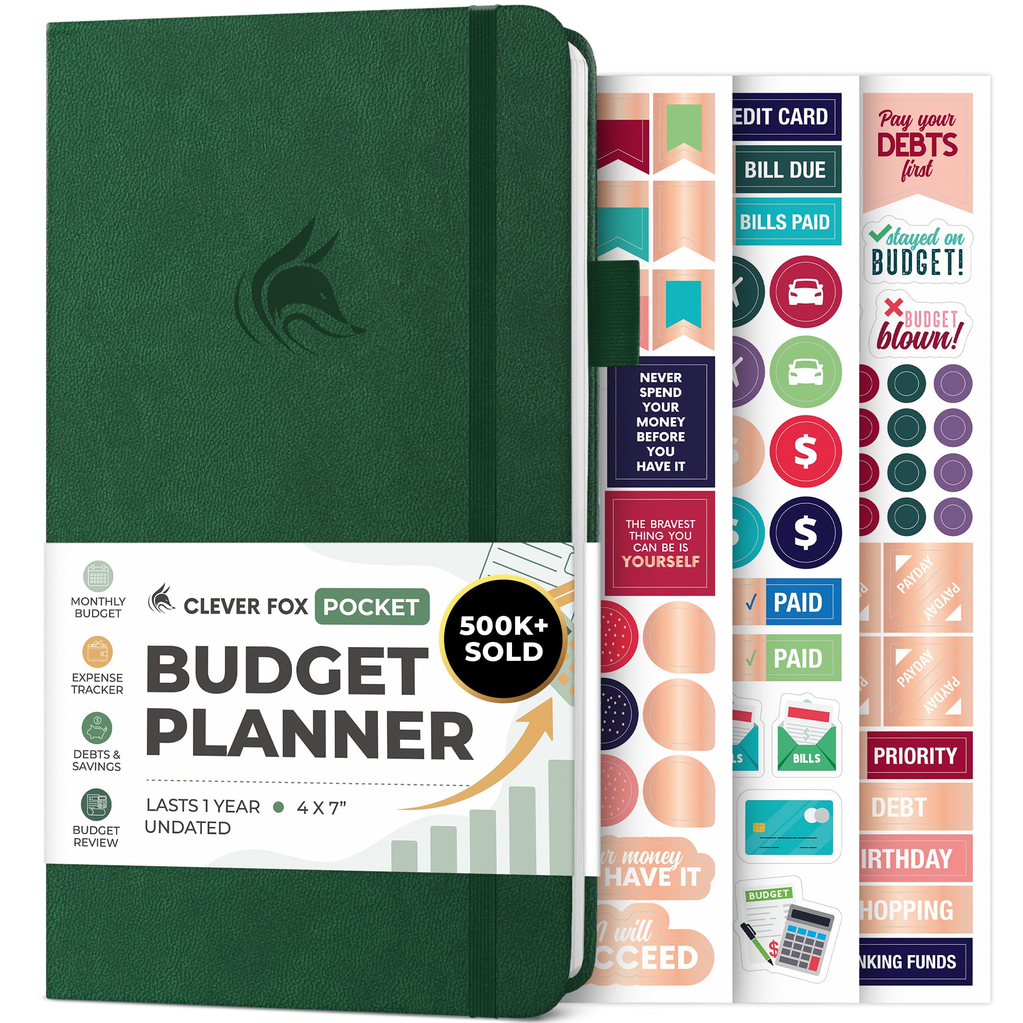 Clever Fox Budget Planner - Expense Tracker Notebook. Monthly Budgeting Organizer, Finance Logbook & Accounts Book, Bill Tracker, Pocket Size (Dark Green)