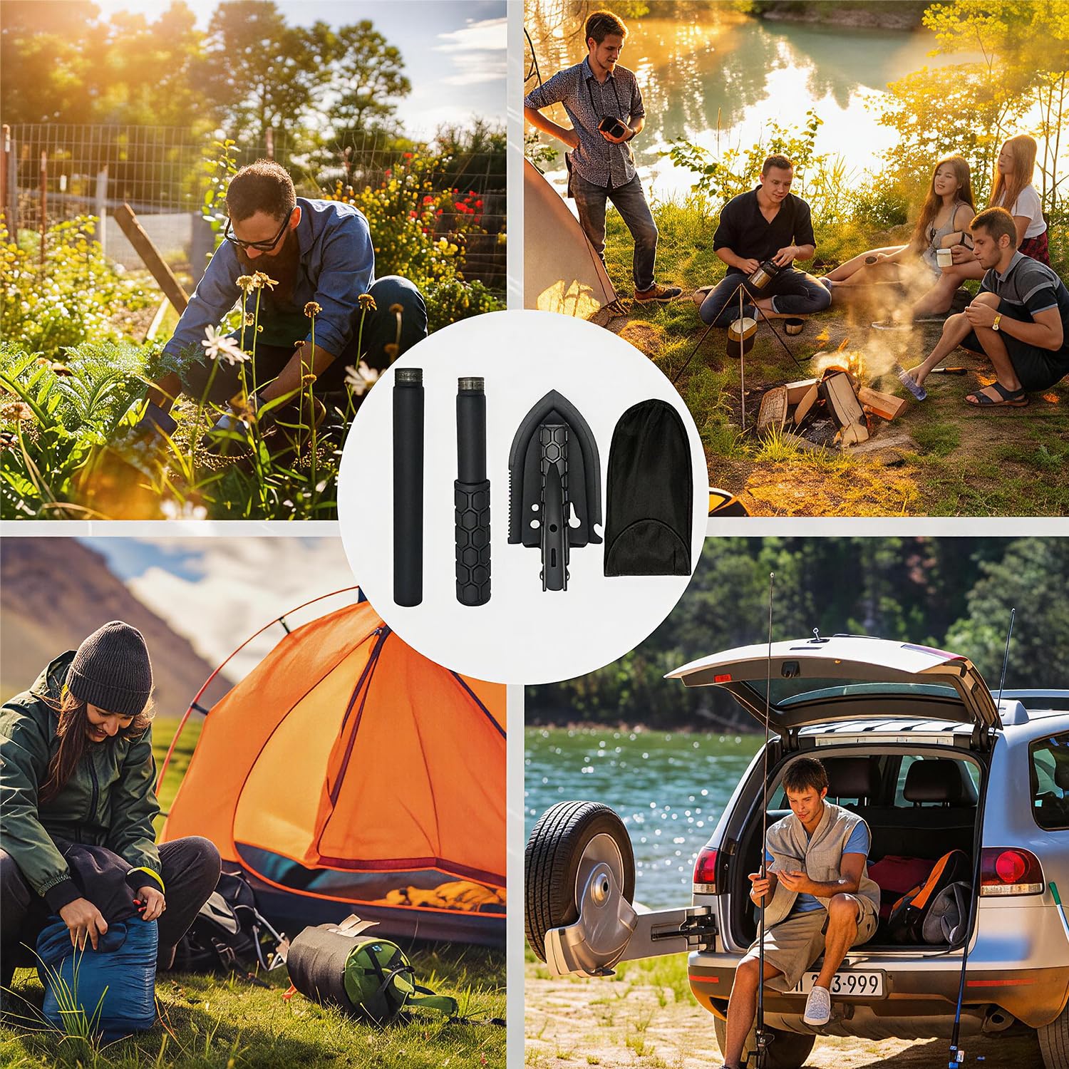 Pala Plegable Multifuncional 66 cm, Pala de Nieve Plegable, Pala Plegable Militar, Pala de Supervivencia Camping, Portátil Pala Plegable para Camping, Jardín, Supervivencia, Senderismo, Car