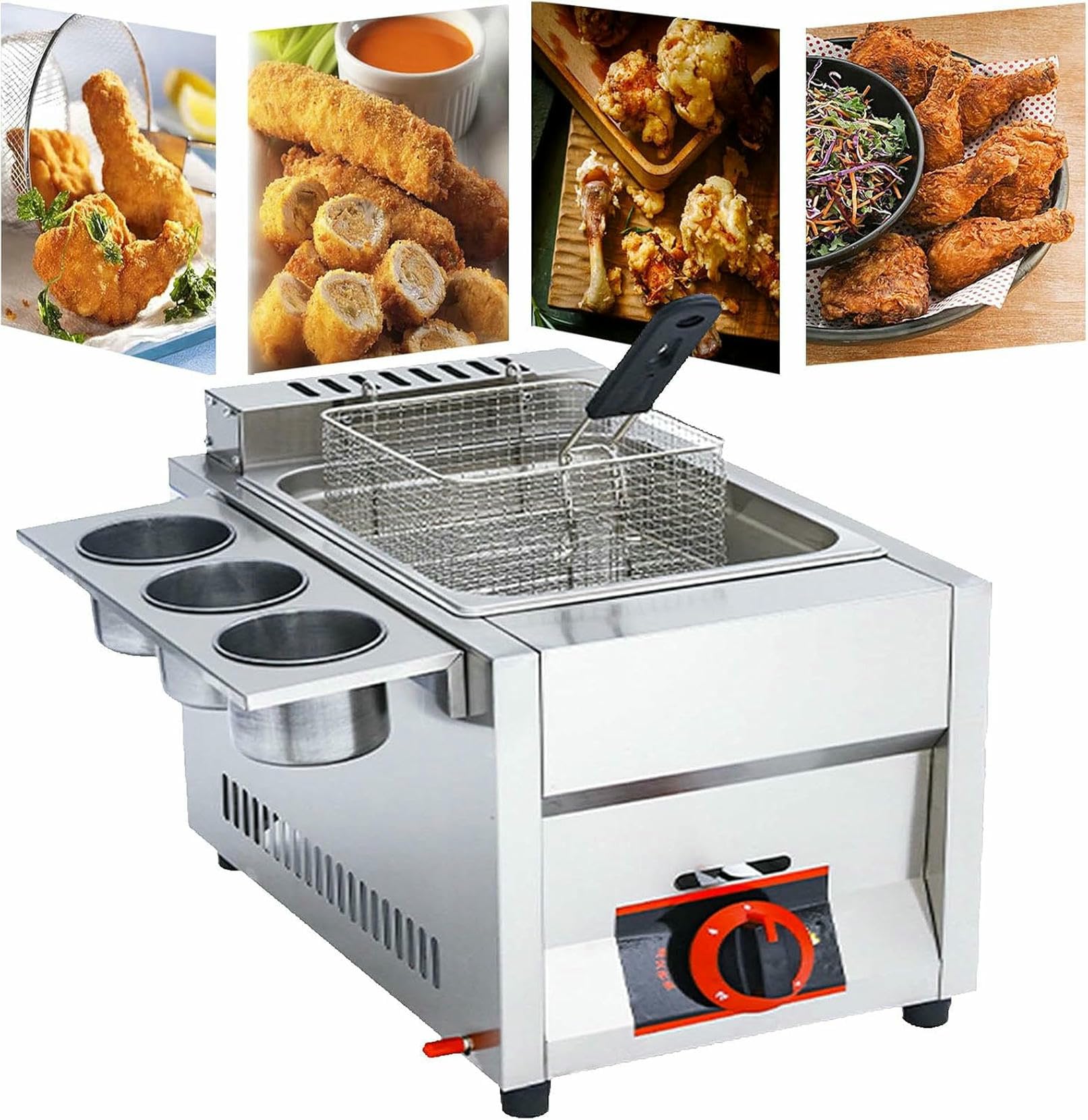 Friteuse à gaz double 11L en acier inoxydable pour comptoir