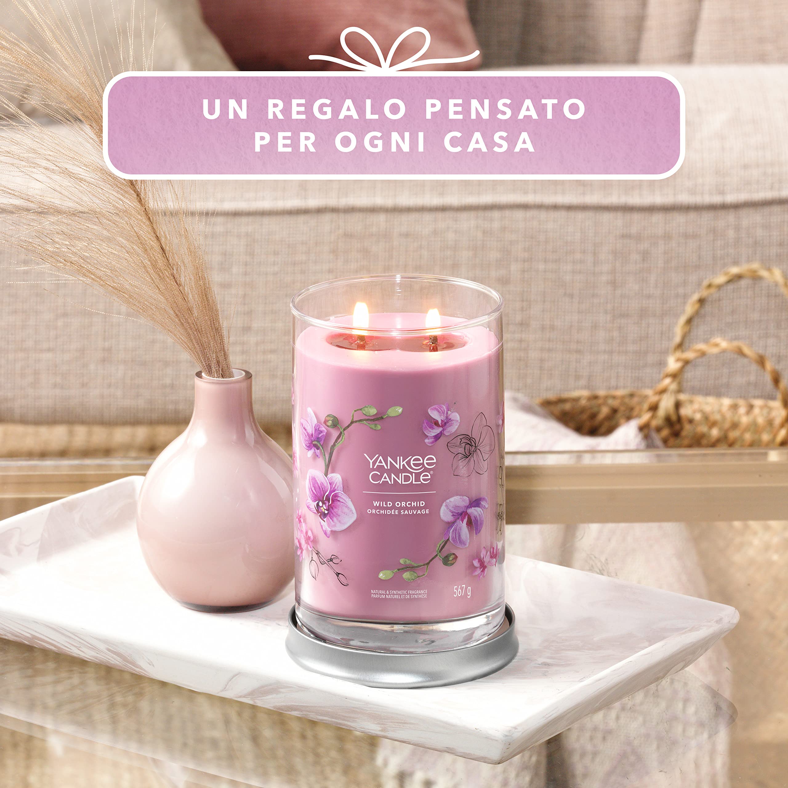 Yankee Candle Signature Candela Profumata, Orchidea Selvaggia in Tumbler Grande, Candele di Miscela di Cera di Soia Lunga Durata, Regalo per le Donne