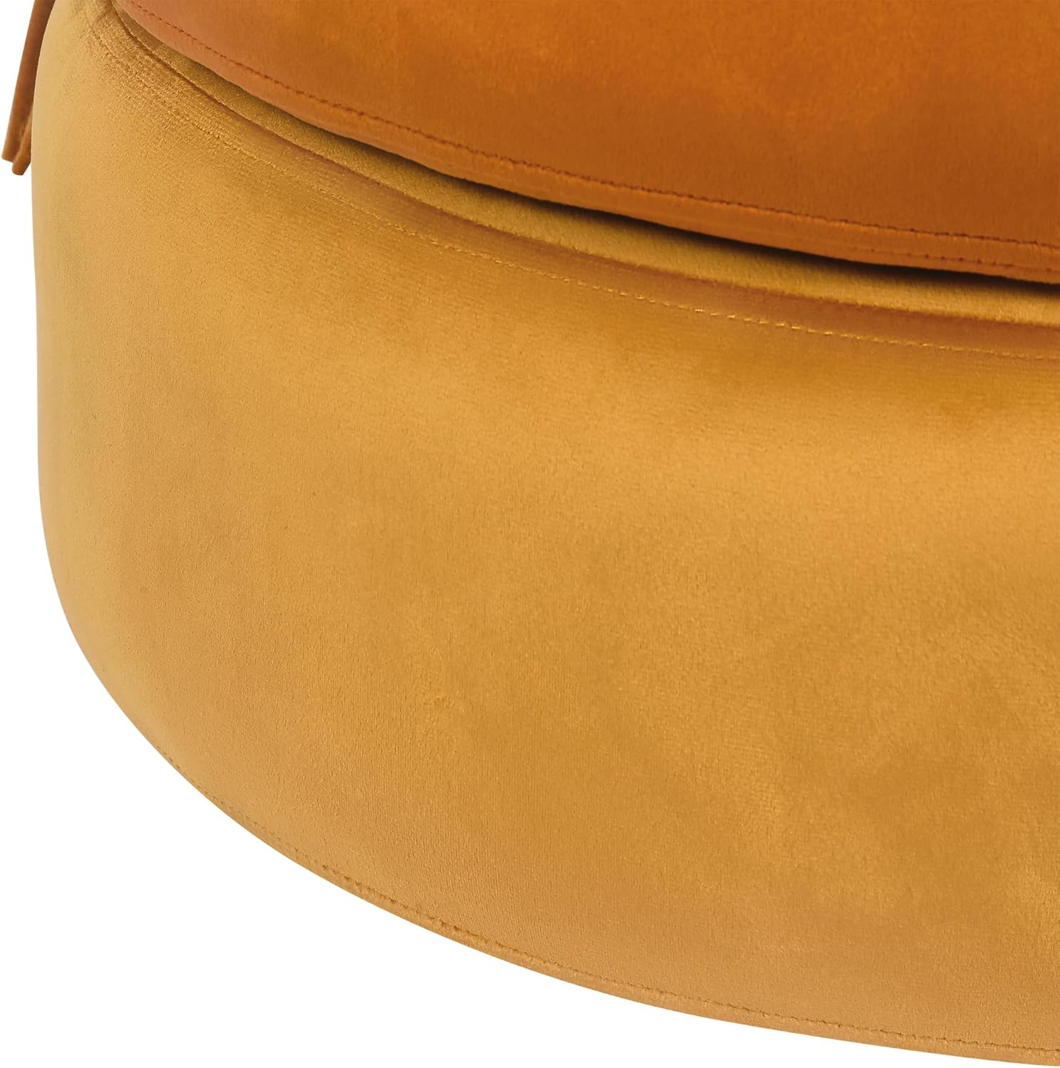 Adeco Floor Pouf Ottoman with Double Layer Stackable, Modern Velvet Round Foot Rest Pouf for Bedroom, Ottomans for Living Room, Orange