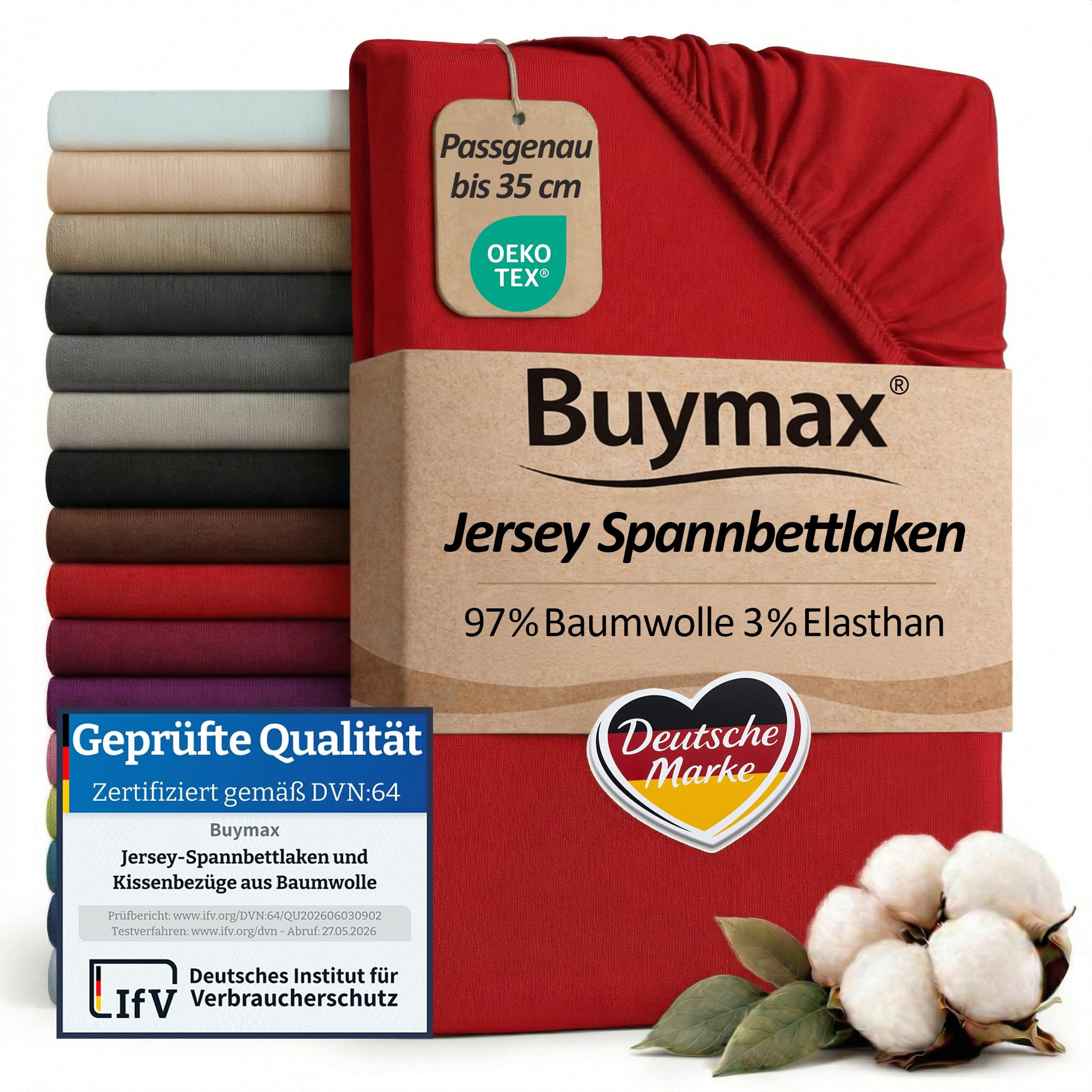 Buymax Wasserbett Spannbettlaken Stretch 140x200-160x220 cm für Wasserbetten und Boxspringbetten Bettbezug für Matratzen bis 35 cm Matratzenhöhe, Rot
