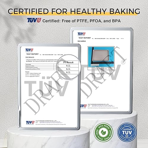 Miniatura 2 de HONGBAKE - Juego de 3 bandejas de galletas antiadherentes para hornear, medio cuarto, molde de gelatina para horno con patrón de textura de