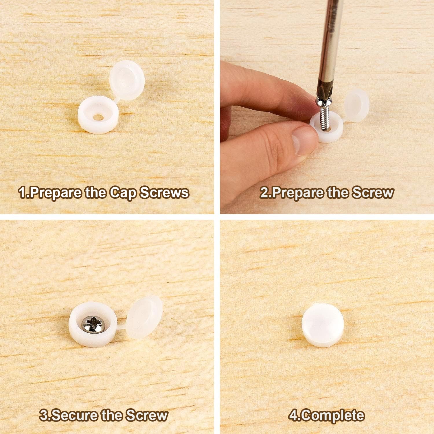 200pcs White Screw Caps, Plastic Screw Cap Covers Fit 6 And 8 Screws, Hinged Hole Cover Cap Foldable - Image 3