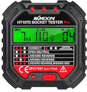 Mufern Testador de tomada GFCI com display de tensão 90-250V Testador de soquete Automático Detector de polaridade de circuito elétrico Detector de tensão Disjuntor Localizador HT107B